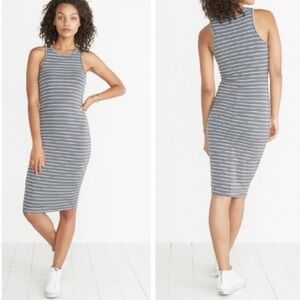 Marine Layer Lexi Midi Striped Tank Dress Size Large Gray & White